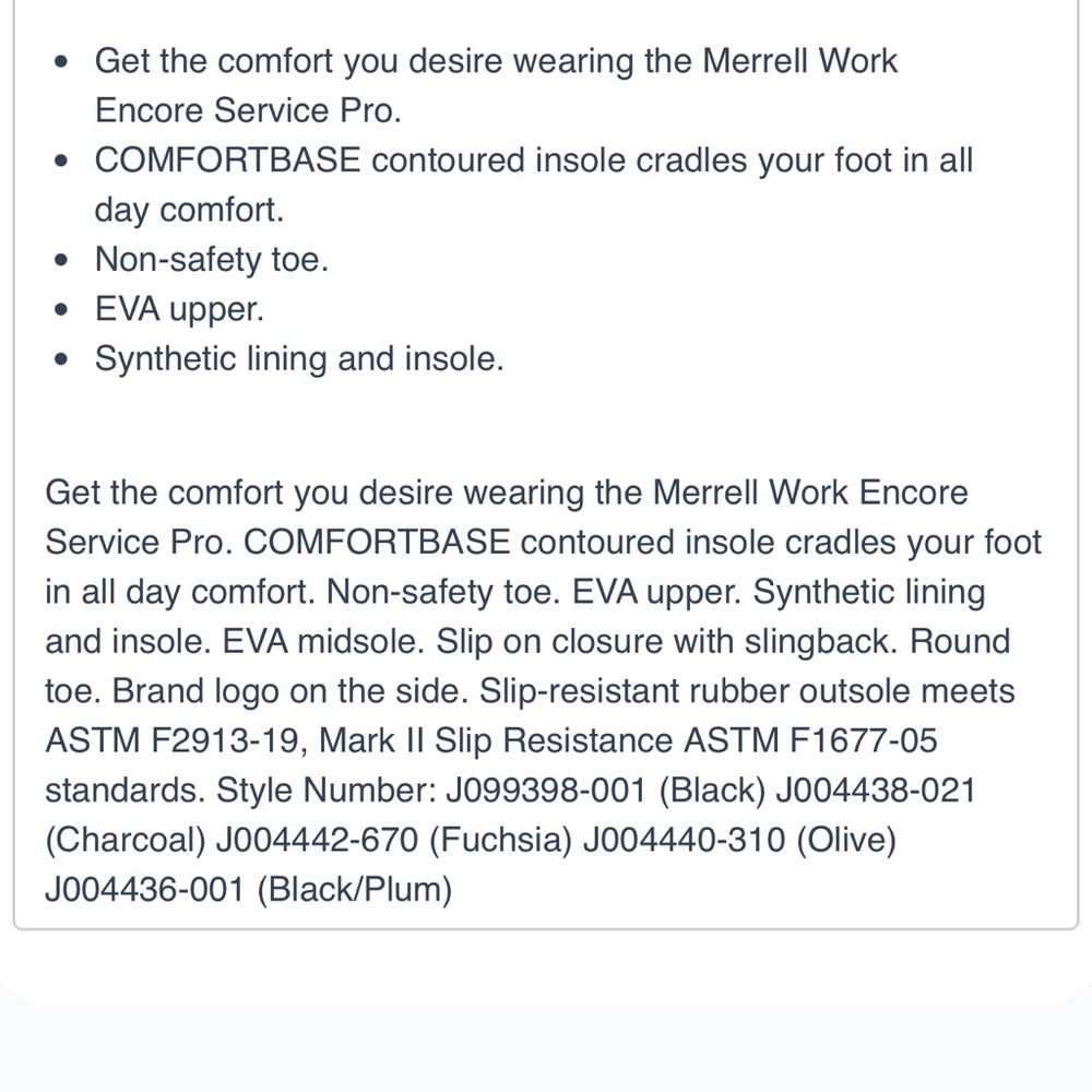 Merrell Women's Encore Service Pro Size 11 Charcoal Oil and Slip Resistant Shoe - Picture 13 of 13